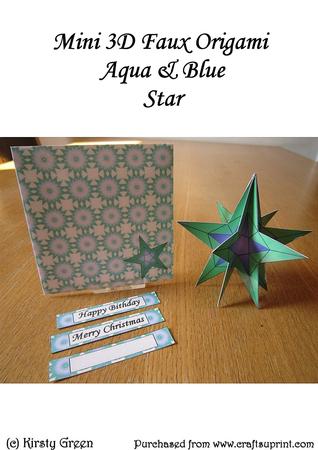 Mini 3D Faux Origami - Aqua & Blue Star