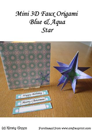 Mini 3D Faux Origami - Blue & Aqua Star