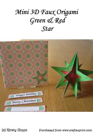 Mini 3D Faux Origami - Green & Red Star