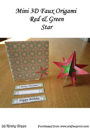 Mini 3D Faux Origami - Red & Green Star