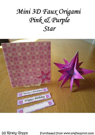 Mini 3D Faux Origami - Pink & Purple Star