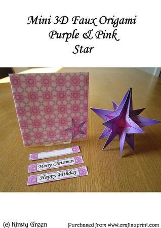 Mini 3D Faux Origami - Purple & Pink Star