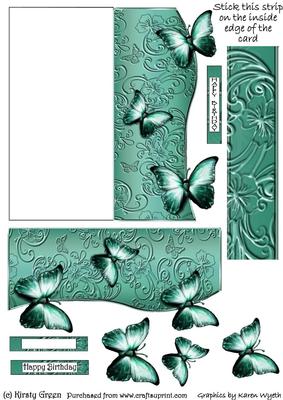 Butterfly Fold Back Card - Aqua