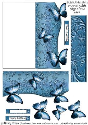 Butterfly Fold Back Card - Blue