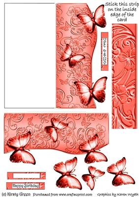 Butterfly Fold Back Card - Bright Red