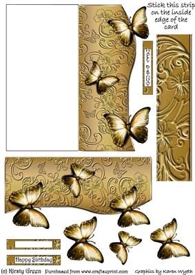 Butterfly Fold Back Card - Gold
