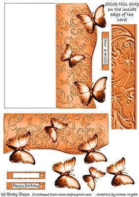 Butterfly Fold Back Card - Orange