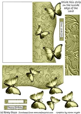 Butterfly Fold Back Card - Pale Gold