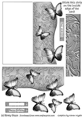 Butterfly Fold Back Card - Pale Silver