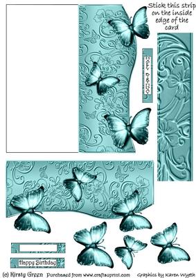 Butterfly Fold Back Card - Pastel Aqua