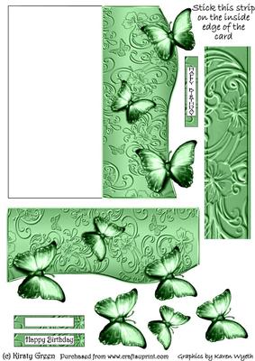 Butterfly Fold Back Card - Pastel Green