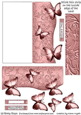 Butterfly Fold Back Card - Pastel Pink