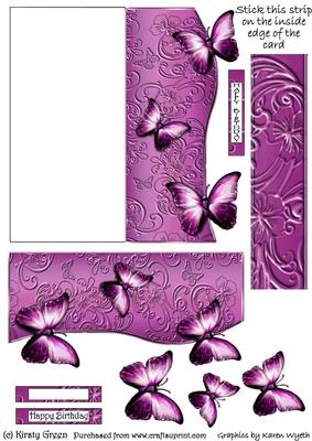 Butterfly Fold Back Card - Pink
