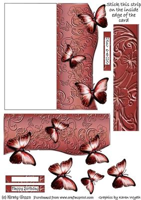 Butterfly Fold Back Card - Red