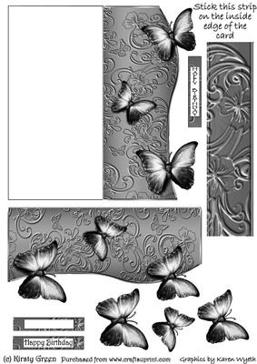 Butterfly Fold Back Card - Silver