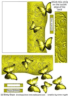 Butterfly Fold Back Card - Yellow