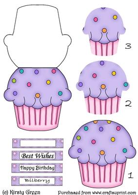 Cupcake Shaped Stacker Card - Bilberry Flavour