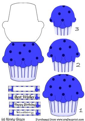 Cupcake Shaped Stacker Card - Blueberry Flavour
