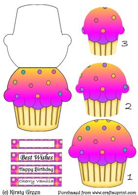 Cupcake Shaped Stacker Card - Cherry Vanilla Flavour