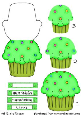 Cupcake Shaped Stacker Card - Lime Flavour