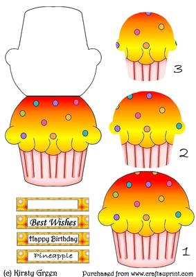 Cupcake Shaped Stacker Card - Pineapple Flavour