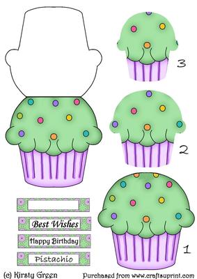 Cupcake Shaped Stacker Card - Pistachio Flavour