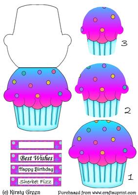 Cupcake Shaped Stacker Card - Sherbet Fizz Flavour