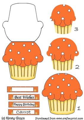 Cupcake Shaped Stacker Card - Carrot Flavour