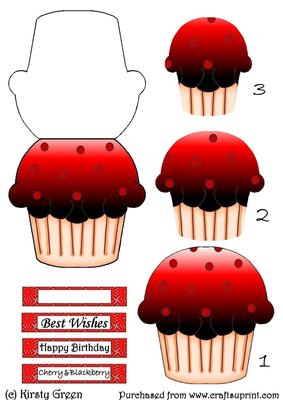 Cupcake Shaped Stacker Card - Cherry & Blackberry Flavour