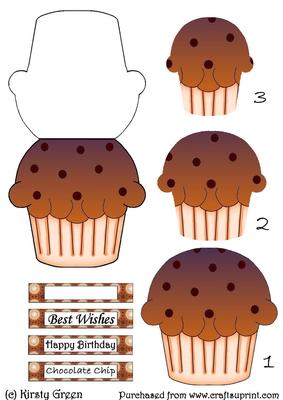 Cupcake Shaped Stacker Card - Chocolate Chip Flavour