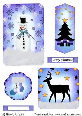 Mini Inked Toppers - Christmas Night - Distressed Ink