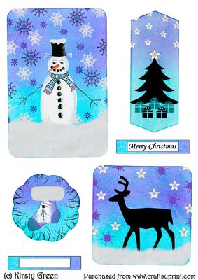 Mini Inked Toppers - Christmas Night - Blue & Purple