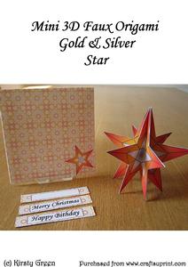 Mini 3D Faux Origami - Gold & Silver Star