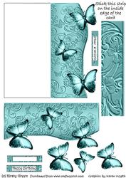 Butterfly Fold Back Card - Pastel Aqua