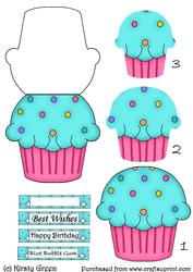 Cupcake Shaped Stacker Card - Blue Bubble Gum Flavour