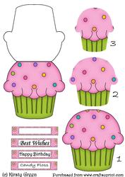 Cupcake Shaped Stacker Card - Candy Floss Flavour