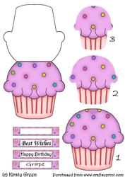 Cupcake Shaped Stacker Card - Grape Flavour