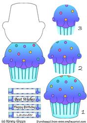 Cupcake Shaped Stacker Card - Lavender Flavour