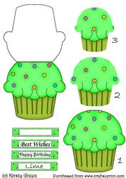 Cupcake Shaped Stacker Card - Lime Flavour