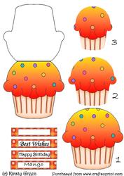 Cupcake Shaped Stacker Card - Mango Flavour