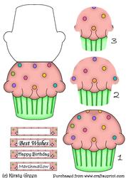 Cupcake Shaped Stacker Card - Marshmallow Flavour