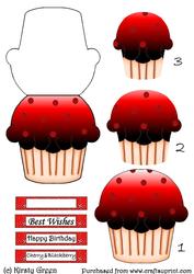 Cupcake Shaped Stacker Card - Cherry & Blackberry Flavour