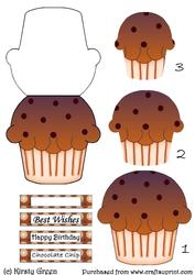 Cupcake Shaped Stacker Card - Chocolate Chip Flavour