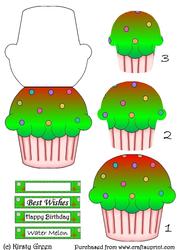 Cupcake Shaped Stacker Card - Water Melon Flavour