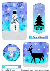 Mini Inked Toppers - Christmas Night - Blue & Purple