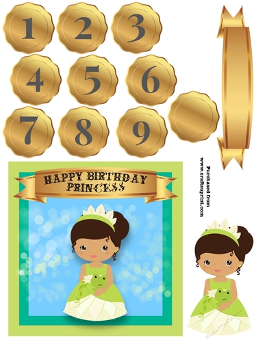 Princess Birthday card topper 