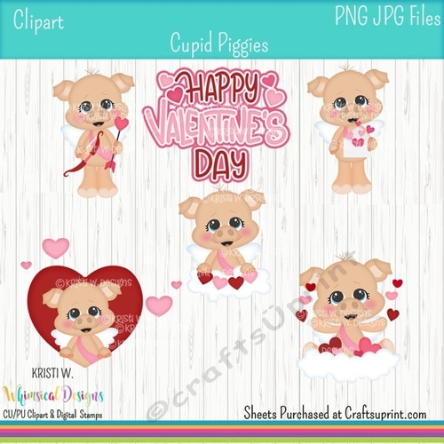 Cupid Piglets Clipart 
