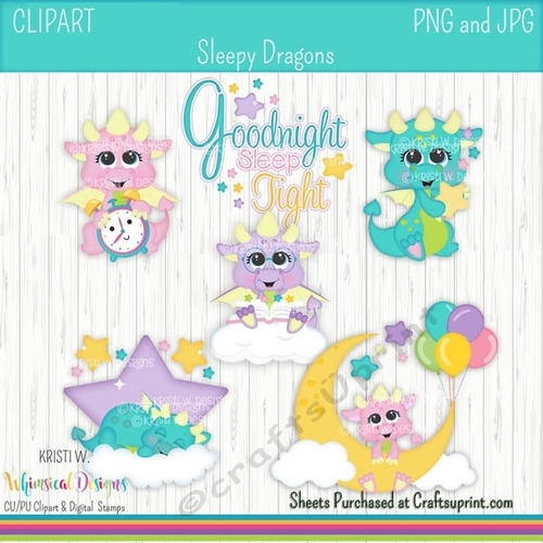 Sleepy TIme Dragons Clipart