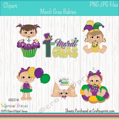 Mardi Gras Baby Girls Light Skin 