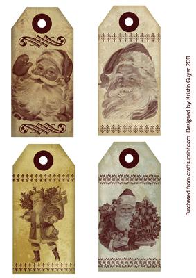 Vintage Santa Tags